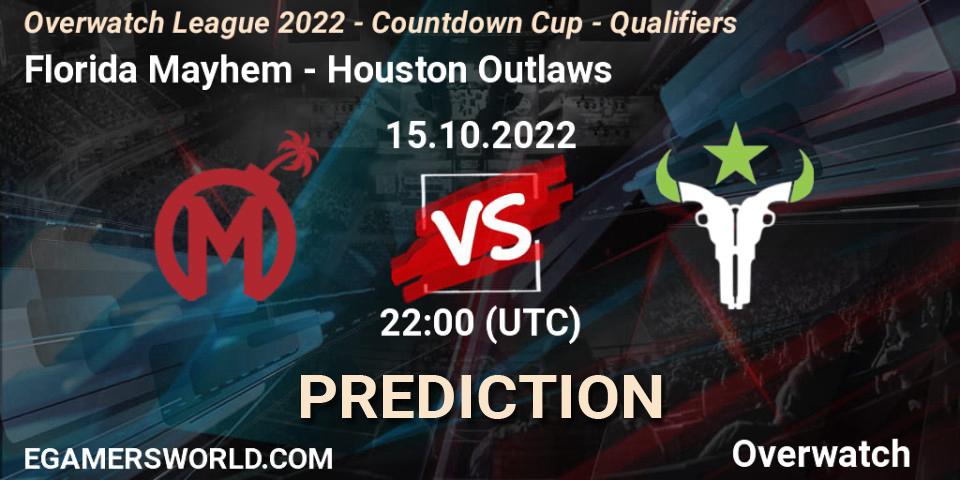 Florida Mayhem - Houston Outlaws: ennuste. 15.10.2022 at 22:30, Overwatch, Overwatch League 2022 - Countdown Cup - Qualifiers