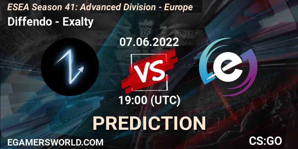 Diffendo - Exalty: ennuste. 07.06.2022 at 19:00, Counter-Strike (CS2), ESEA Season 41: Advanced Division - Europe