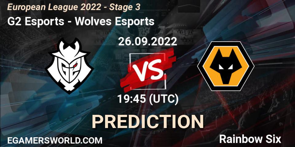 G2 Esports - Wolves Esports: ennuste. 26.09.2022 at 19:45, Rainbow Six, European League 2022 - Stage 3