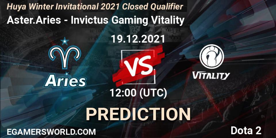 Aster.Aries - Invictus Gaming Vitality: ennuste. 19.12.2021 at 12:00, Dota 2, Huya Winter Invitational 2021 Closed Qualifier