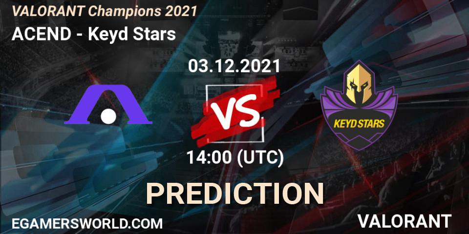 ACEND - Keyd Stars: ennuste. 03.12.2021 at 14:00, VALORANT, VALORANT Champions 2021