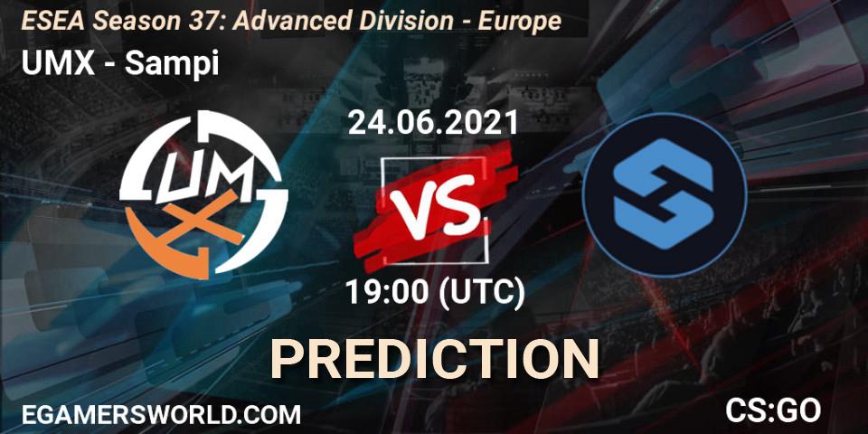 UMX - Sampi: ennuste. 24.06.2021 at 19:00, Counter-Strike (CS2), ESEA Season 37: Advanced Division - Europe