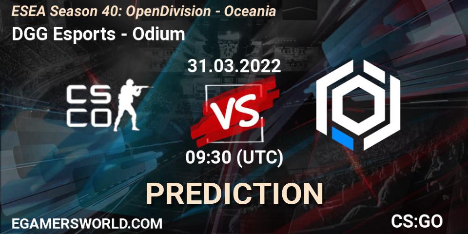 DGG Esports - Odium: ennuste. 31.03.2022 at 09:30, Counter-Strike (CS2), ESEA Season 40: Open Division - Oceania