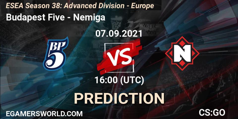 Budapest Five - Nemiga: ennuste. 07.09.2021 at 16:00, Counter-Strike (CS2), ESEA Season 38: Advanced Division - Europe