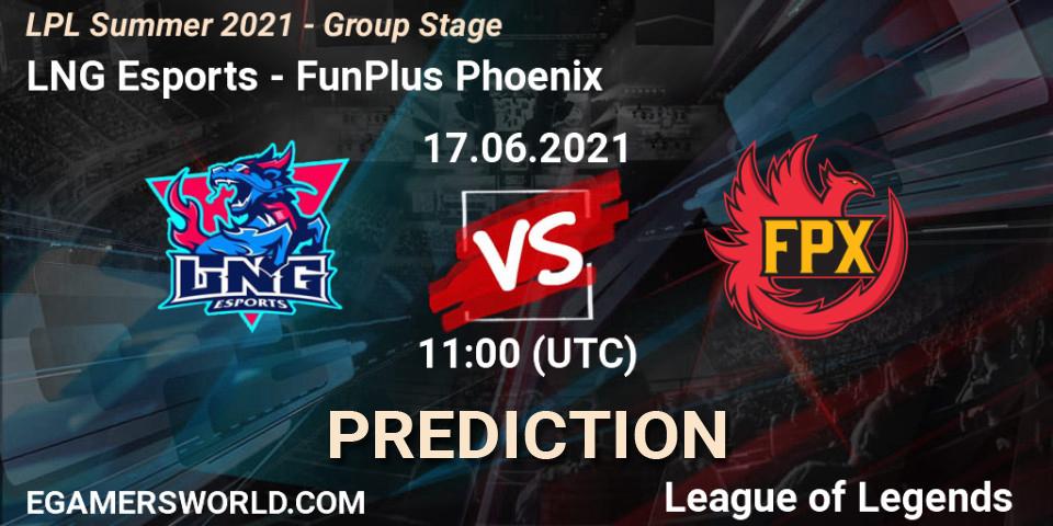 LNG Esports - FunPlus Phoenix: ennuste. 17.06.2021 at 11:00, LoL, LPL Summer 2021 - Group Stage