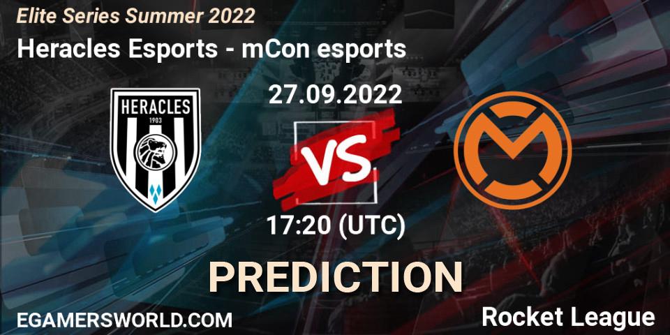 Heracles Esports - mCon esports: ennuste. 27.09.2022 at 17:20, Rocket League, Elite Series Summer 2022