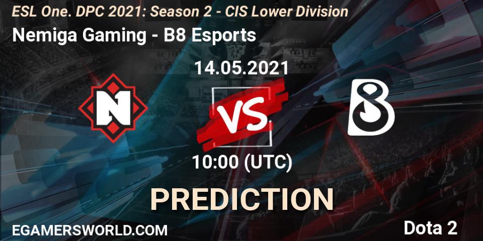 Nemiga Gaming - B8 Esports: ennuste. 14.05.2021 at 09:58, Dota 2, ESL One. DPC 2021: Season 2 - CIS Lower Division