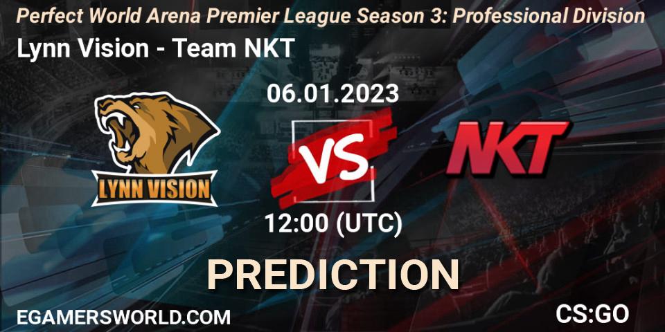 Lynn Vision - Team NKT: ennuste. 06.01.2023 at 12:00, Counter-Strike (CS2), Perfect World Arena Premier League Season 3: Professional Division