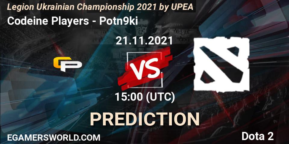 Codeine Players - Potn9ki: ennuste. 23.11.2021 at 12:00, Dota 2, Legion Ukrainian Championship 2021 by UPEA