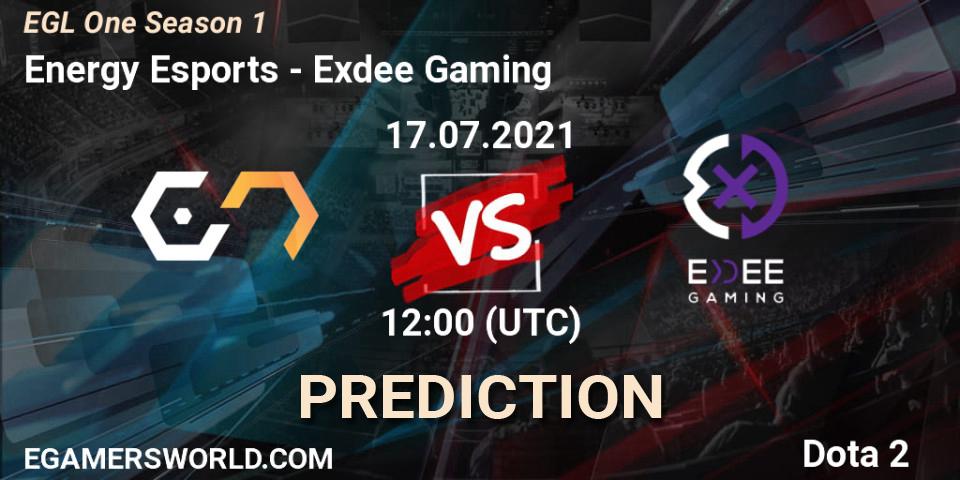 Energy Esports - Exdee Gaming: ennuste. 17.07.2021 at 12:05, Dota 2, EGL One Season 1