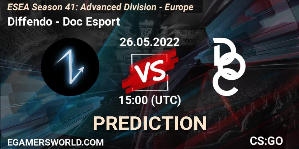 Diffendo - Doc Esport: ennuste. 26.05.2022 at 15:00, Counter-Strike (CS2), ESEA Season 41: Advanced Division - Europe