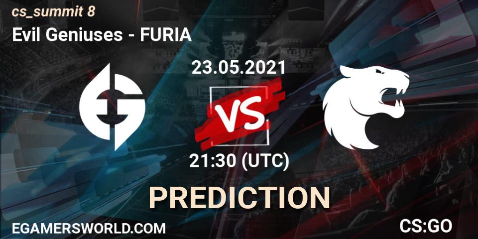 Evil Geniuses - FURIA: ennuste. 23.05.2021 at 21:30, Counter-Strike (CS2), cs_summit 8