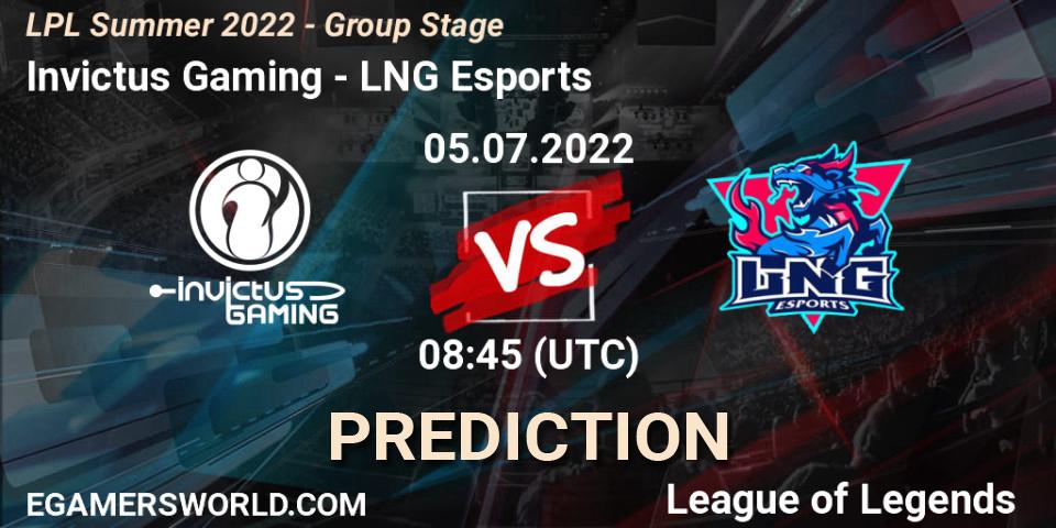 Invictus Gaming - LNG Esports: ennuste. 05.07.22, LoL, LPL Summer 2022 - Group Stage
