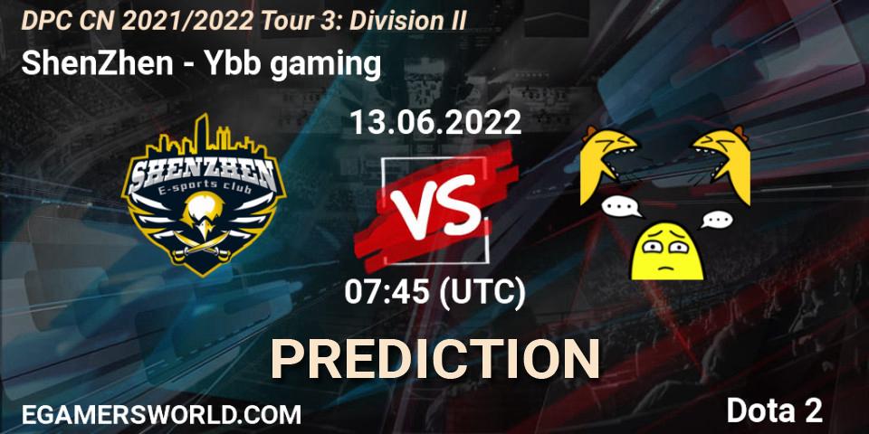ShenZhen - Ybb gaming: ennuste. 13.06.22, Dota 2, DPC CN 2021/2022 Tour 3: Division II