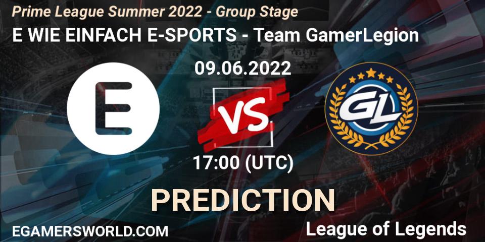 E WIE EINFACH E-SPORTS - Team GamerLegion: ennuste. 09.06.2022 at 19:00, LoL, Prime League Summer 2022 - Group Stage