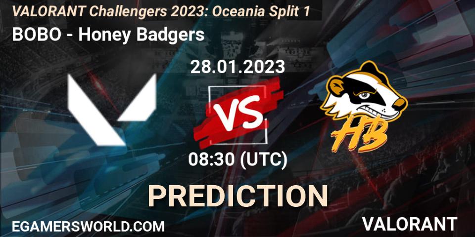 BOBO - Honey Badgers: ennuste. 28.01.2023 at 06:30, VALORANT, VALORANT Challengers 2023: Oceania Split 1