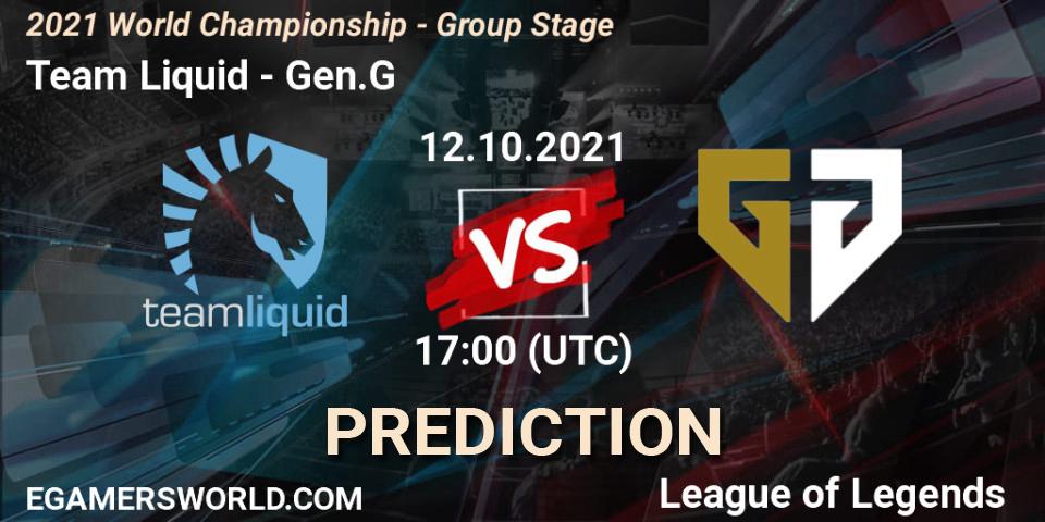 Team Liquid - Gen.G: ennuste. 18.10.2021 at 15:10, LoL, 2021 World Championship - Group Stage