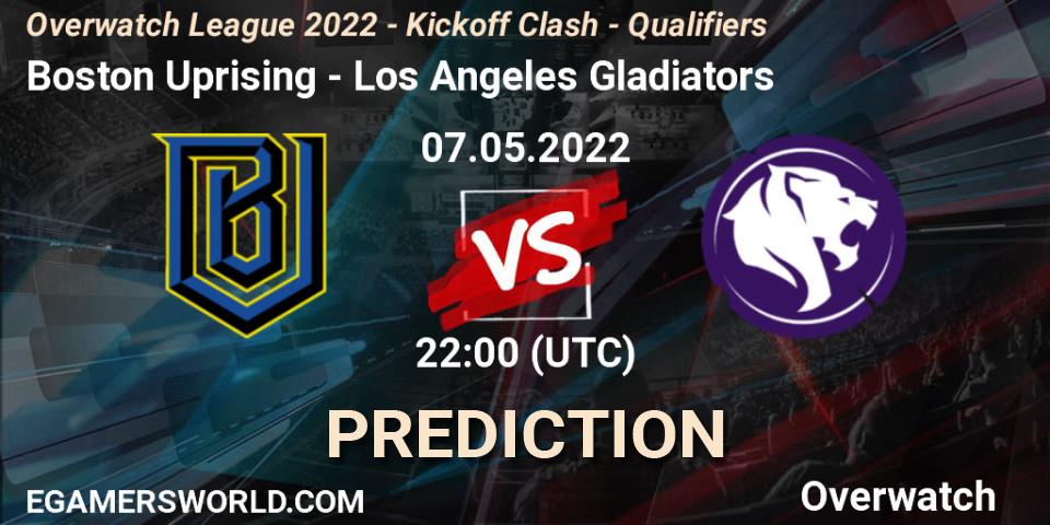 Boston Uprising - Los Angeles Gladiators: ennuste. 07.05.2022 at 22:00, Overwatch, Overwatch League 2022 - Kickoff Clash - Qualifiers