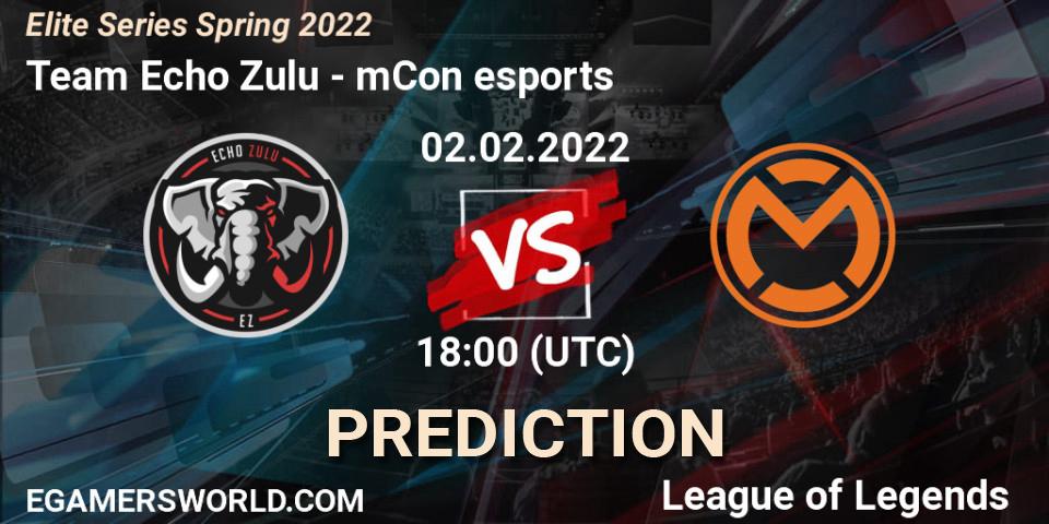 Team Echo Zulu - mCon esports: ennuste. 02.02.2022 at 18:00, LoL, Elite Series Spring 2022