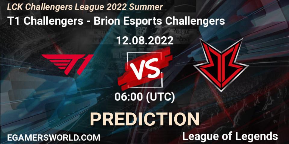 T1 Challengers - Brion Esports Challengers: ennuste. 12.08.2022 at 06:00, LoL, LCK Challengers League 2022 Summer