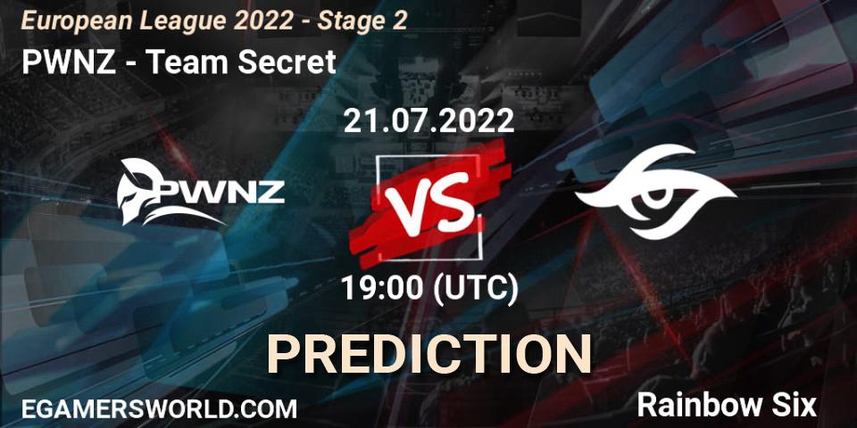 PWNZ - Team Secret: ennuste. 21.07.2022 at 16:00, Rainbow Six, European League 2022 - Stage 2