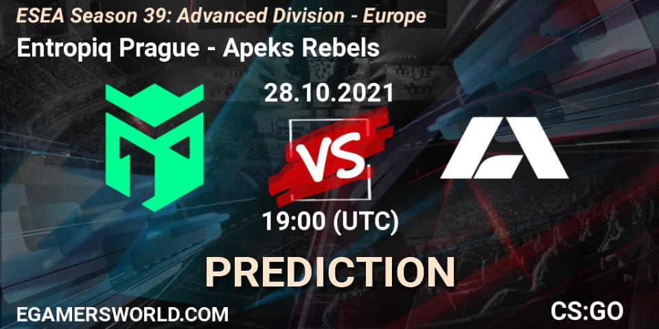 Entropiq Prague - Apeks Rebels: ennuste. 28.10.2021 at 19:00, Counter-Strike (CS2), ESEA Season 39: Advanced Division - Europe