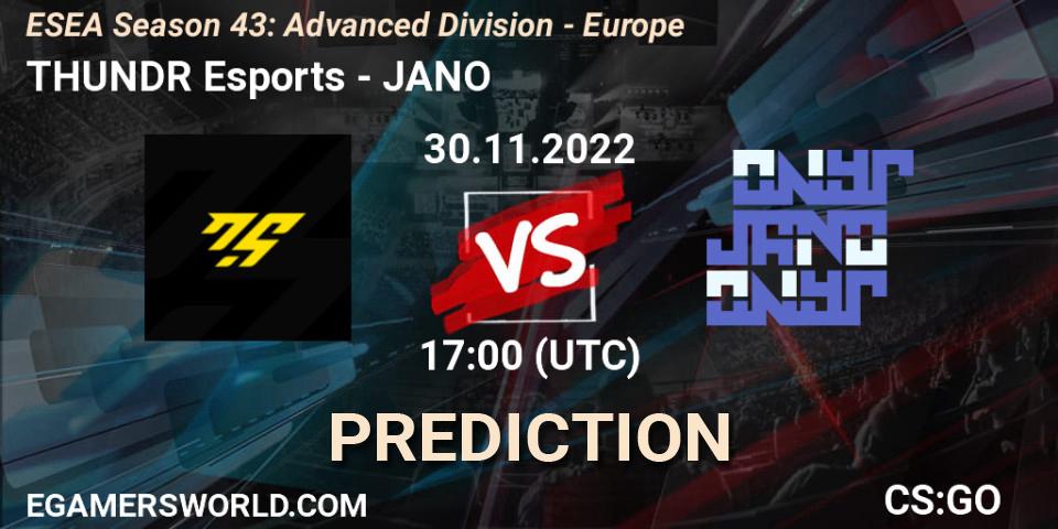THUNDR Esports - JANO: ennuste. 30.11.22, CS2 (CS:GO), ESEA Season 43: Advanced Division - Europe