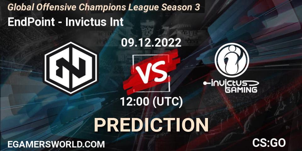 EndPoint - Invictus Int: ennuste. 09.12.2022 at 12:00, Counter-Strike (CS2), Global Offensive Champions League Season 3
