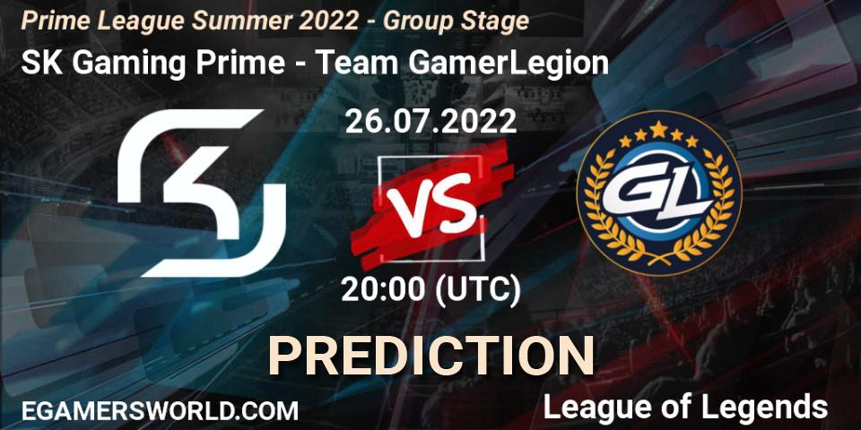 SK Gaming Prime - Team GamerLegion: ennuste. 26.07.2022 at 20:00, LoL, Prime League Summer 2022 - Group Stage