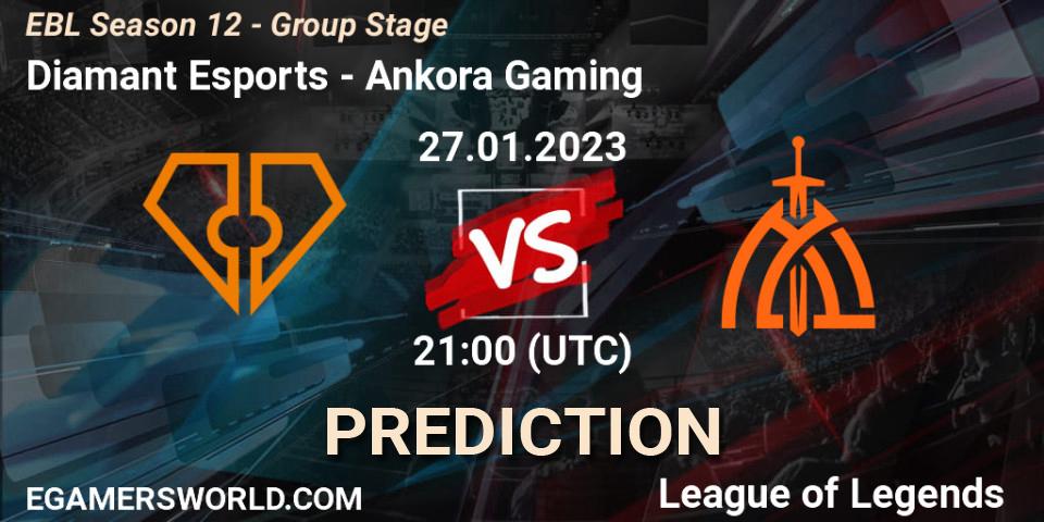 Diamant Esports - Ankora Gaming: ennuste. 27.01.2023 at 21:00, LoL, EBL Season 12 - Group Stage