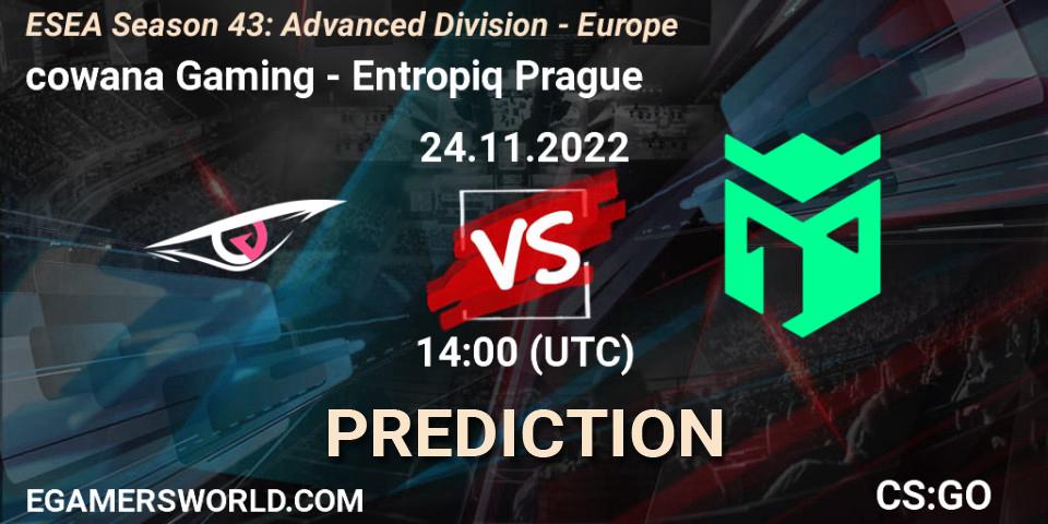 cowana Gaming - Entropiq Prague: ennuste. 24.11.2022 at 14:00, Counter-Strike (CS2), ESEA Season 43: Advanced Division - Europe