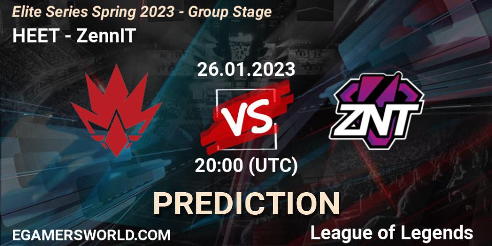 HEET - ZennIT: ennuste. 26.01.2023 at 20:00, LoL, Elite Series Spring 2023 - Group Stage