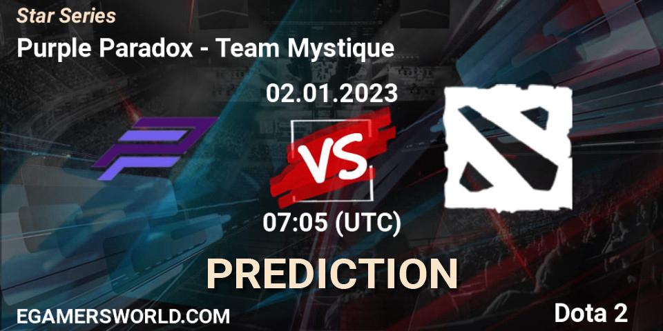 Purple Paradox - Team Mystique: ennuste. 02.01.2023 at 07:05, Dota 2, Star Series
