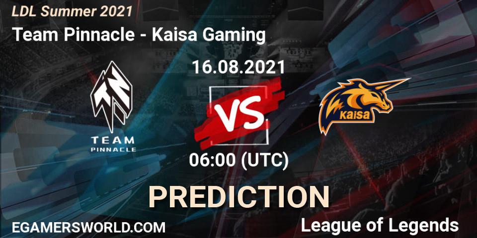Team Pinnacle - Kaisa Gaming: ennuste. 16.08.2021 at 07:00, LoL, LDL Summer 2021