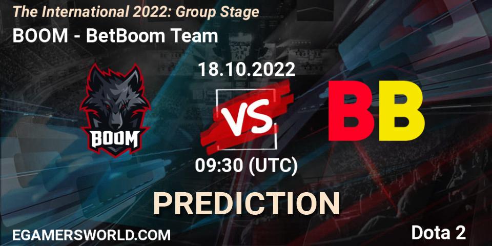 BOOM - BetBoom Team: ennuste. 18.10.2022 at 09:49, Dota 2, The International 2022: Group Stage