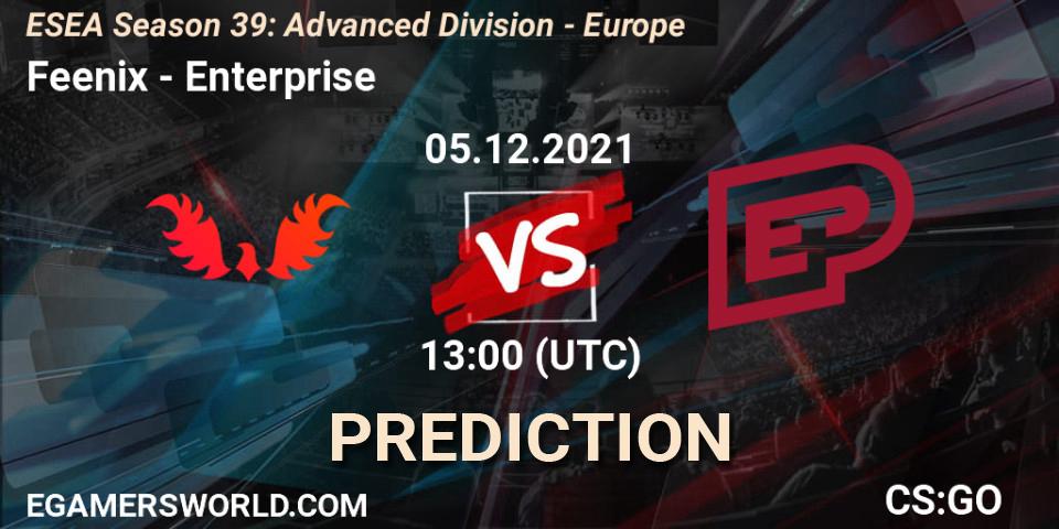 Feenix - Enterprise: ennuste. 05.12.2021 at 13:00, Counter-Strike (CS2), ESEA Season 39: Advanced Division - Europe