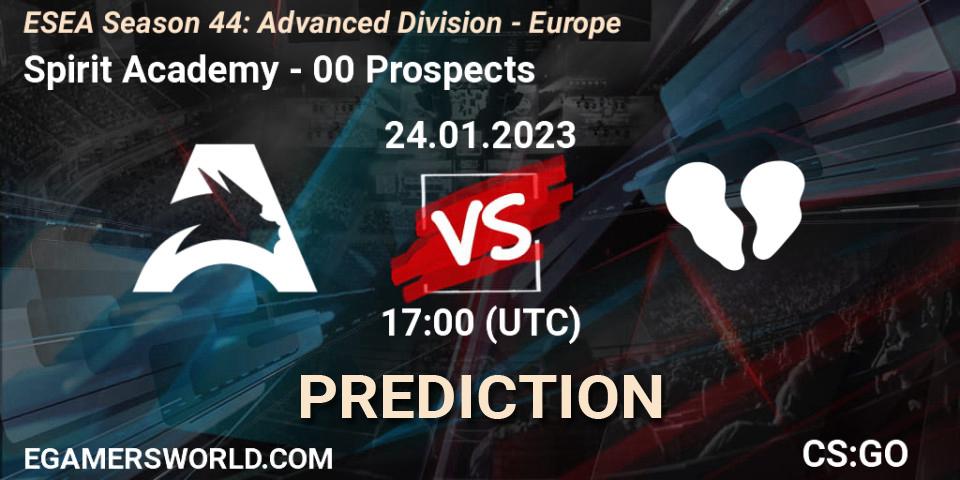 Spirit Academy - 00 Prospects: ennuste. 26.01.2023 at 17:00, Counter-Strike (CS2), ESEA Season 44: Advanced Division - Europe