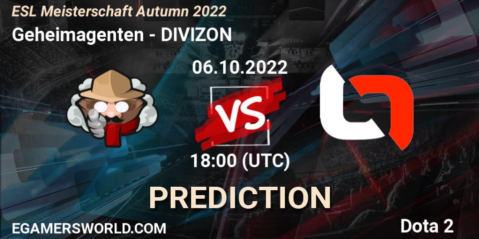 Geheimagenten - DIVIZON: ennuste. 06.10.2022 at 18:00, Dota 2, ESL Meisterschaft Autumn 2022