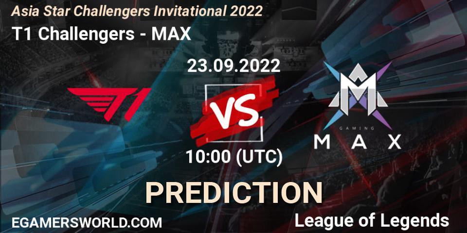 T1 Challengers - MAX: ennuste. 23.09.22, LoL, Asia Star Challengers Invitational 2022