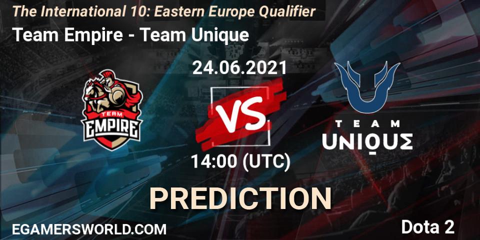 Team Empire - Team Unique: ennuste. 24.06.2021 at 15:45, Dota 2, The International 10: Eastern Europe Qualifier