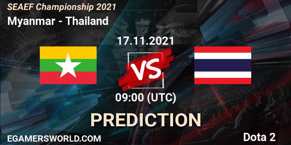 Team Myanmar - Thailand: ennuste. 17.11.2021 at 08:59, Dota 2, SEAEF Dota2 Championship 2021
