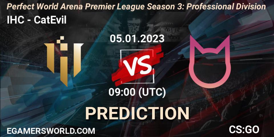 IHC - CatEvil: ennuste. 05.01.2023 at 09:00, Counter-Strike (CS2), Perfect World Arena Premier League Season 3: Professional Division