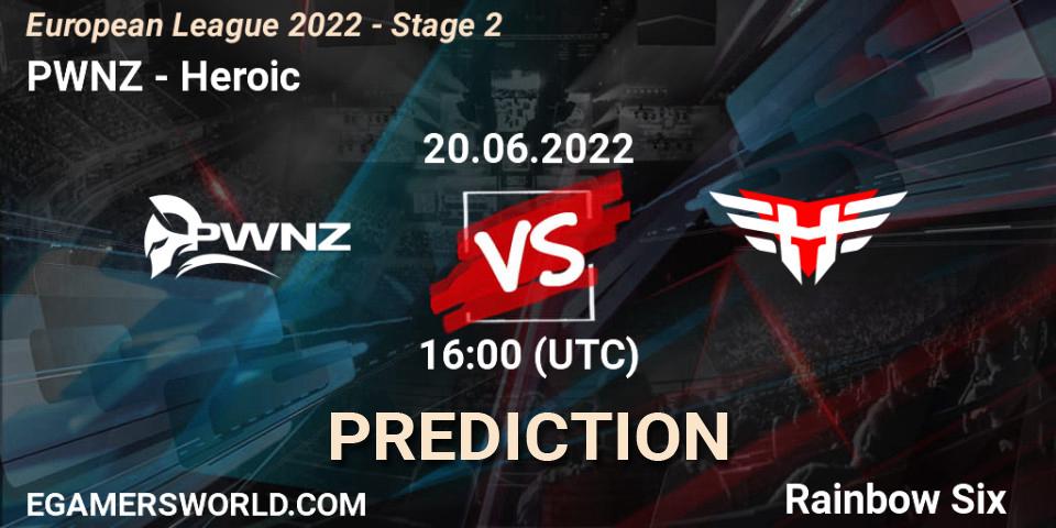 PWNZ - Heroic: ennuste. 20.06.2022 at 16:00, Rainbow Six, European League 2022 - Stage 2