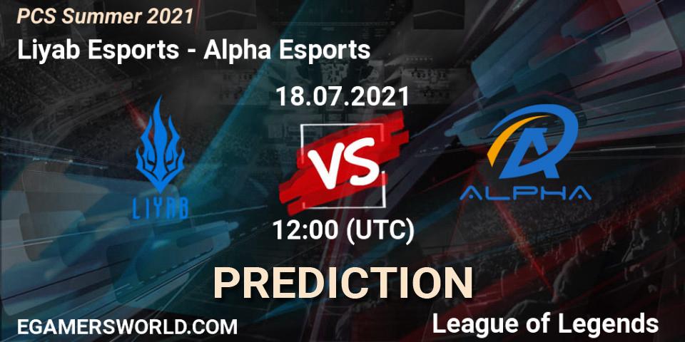 Liyab Esports - Alpha Esports: ennuste. 18.07.2021 at 12:00, LoL, PCS Summer 2021