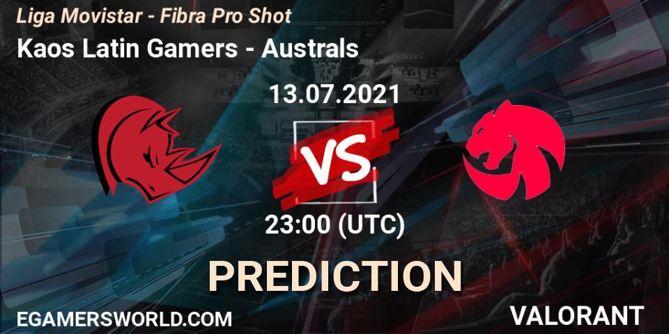 Kaos Latin Gamers - Australs: ennuste. 13.07.2021 at 23:00, VALORANT, Liga Movistar - Fibra Pro Shot