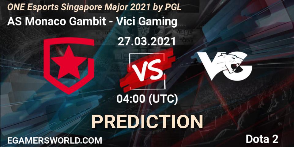 AS Monaco Gambit - Vici Gaming: ennuste. 27.03.2021 at 04:10, Dota 2, ONE Esports Singapore Major 2021
