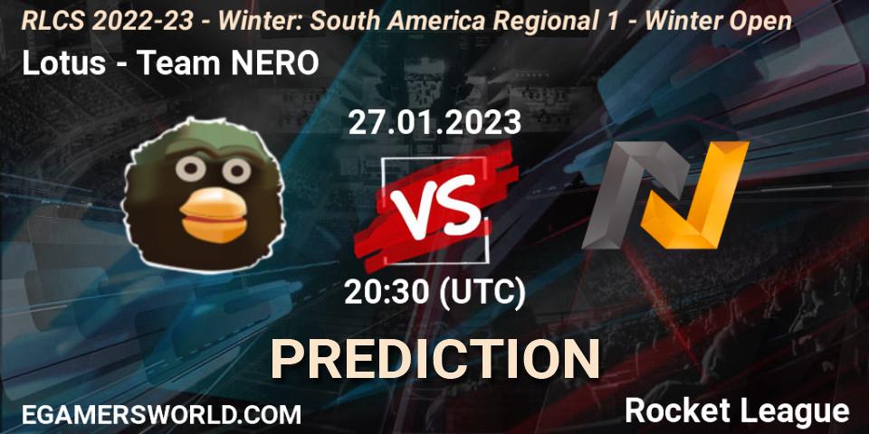 Lotus - Team NERO: ennuste. 27.01.2023 at 20:30, Rocket League, RLCS 2022-23 - Winter: South America Regional 1 - Winter Open