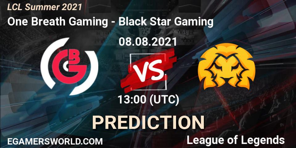 One Breath Gaming - Black Star Gaming: ennuste. 08.08.2021 at 13:00, LoL, LCL Summer 2021