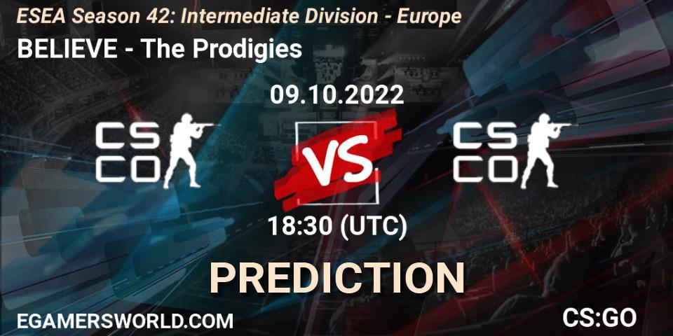 BELIEVE - The Prodigies: ennuste. 10.10.2022 at 18:00, Counter-Strike (CS2), ESEA Season 42: Intermediate Division - Europe