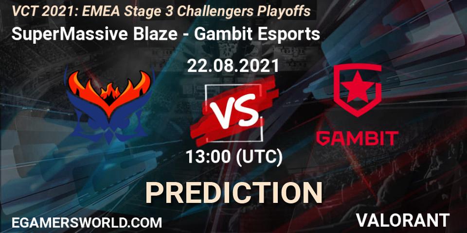 SuperMassive Blaze - Gambit Esports: ennuste. 22.08.2021 at 13:00, VALORANT, VCT 2021: EMEA Stage 3 Challengers Playoffs